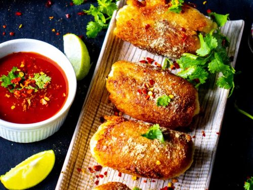 Crispy Aloo Cheese Bread Rolls