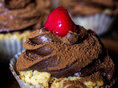 Eggless Peanut Butter Cupcakes with Chocolate Frosting