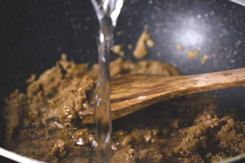water being added to halwa