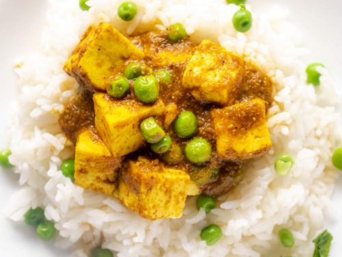 Matar Paneer over rice