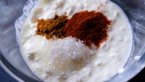 adding spices to yogurt