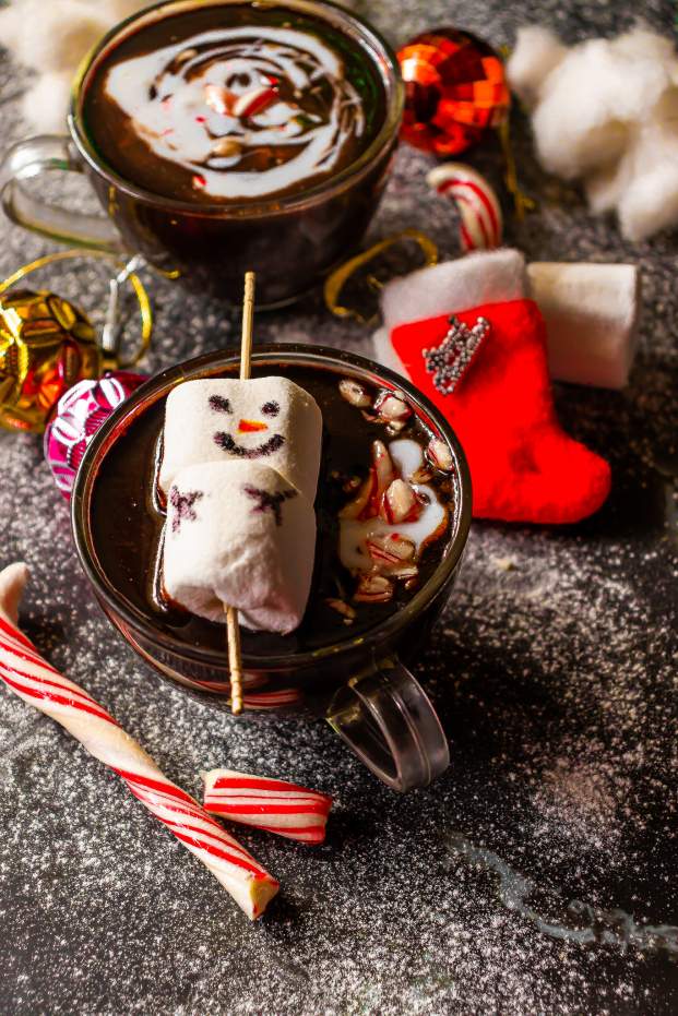 festive scene with hot chocolate