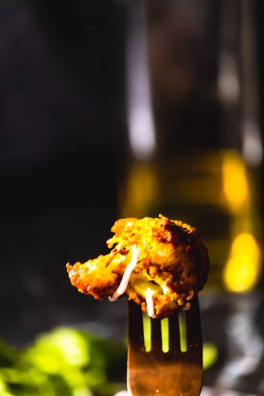 tandoori gobi in a fork