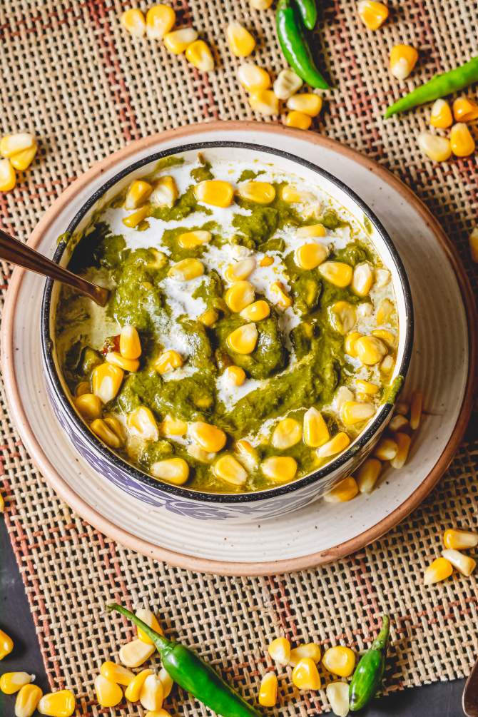 Corn Palak on a plate