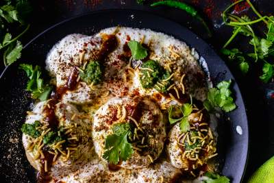 Dahi Bhalla arranged on a plate