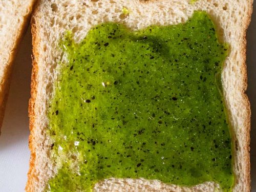 kiwi jam spread on a bread