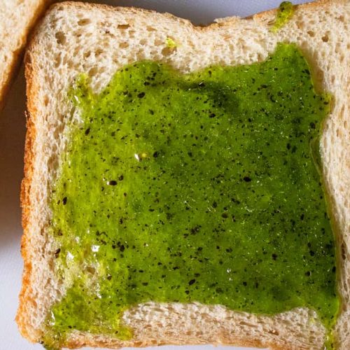 kiwi jam spread on a bread